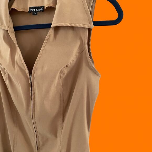 90's 00's vintage bodycon flare leg y2k jumpsuit one piece Size 9 wet seal - Picture 3 of 6